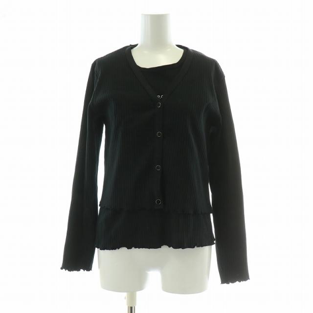 【中古】アーペーセー アンサンブルニット カーディガン 長袖 Vネック カットソー ノースリーブ クルーネック 黒の通販は 5,800円