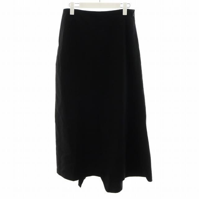 【中古】ヨウジヤマモトノアール YOHJI YAMAMOTO NOIR フレアスカート ロング丈 ウール 絹 シルク 2 S 黒