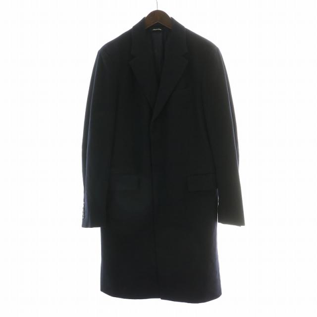 【中古】ダンヒル dunhill チェスターコート アウター ロング丈 ウール カシミヤ フライフロント 46 紺 ネイビーの通販は