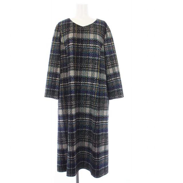 【中古】レリアン Leilian ワンピース ロング チェック 長袖 13+ XL 大きいサイズ マルチカラー /KH レディースの通販は
