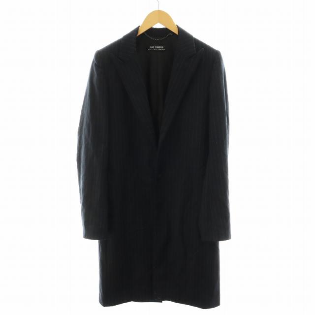 【中古】ラフシモンズ RAF SIMONS アーカイブ 98AW チェスターコート ロング丈 ストライプ柄 46 M 紺の通販は 30,420円