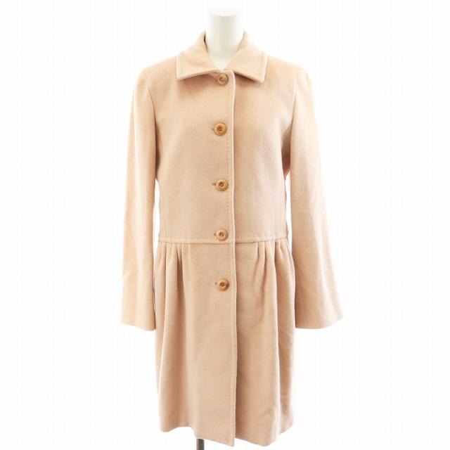 【中古】マックスマーラステュディオ Max Mara Studio ステンカラーコート ロング丈 アンゴラ シルク混 40 ピンク