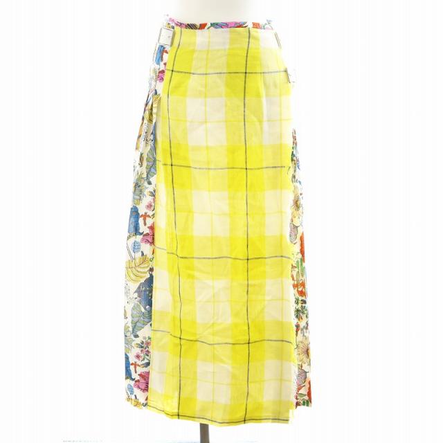 【中古】オニール オブ ダブリン × トゥモローランド liberty キルトスカート ラップスカート ロング丈 8 S 黄 白の通販は 8,316円