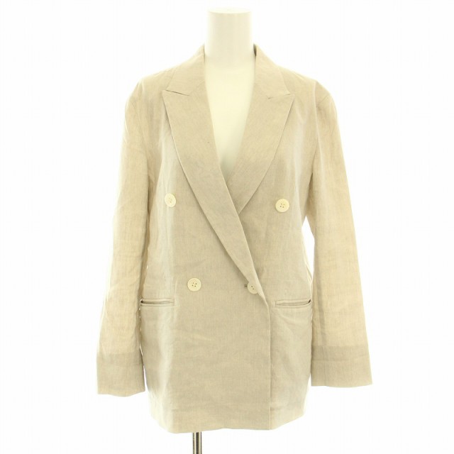 【中古】23区 オンワード樫山 24SS リネンレーヨンストレッチダブルジャケット 麻 34 S グレージュ レディースの通販は 5,418円