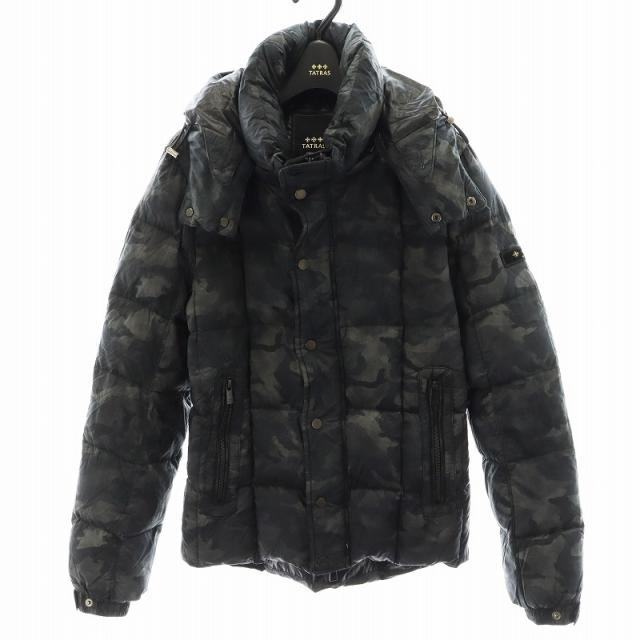 【中古】タトラス TATRAS PROMITOR ダウンジャケット フード カモフラ 迷彩柄 ナイロン アウター 2 M グレー 黒