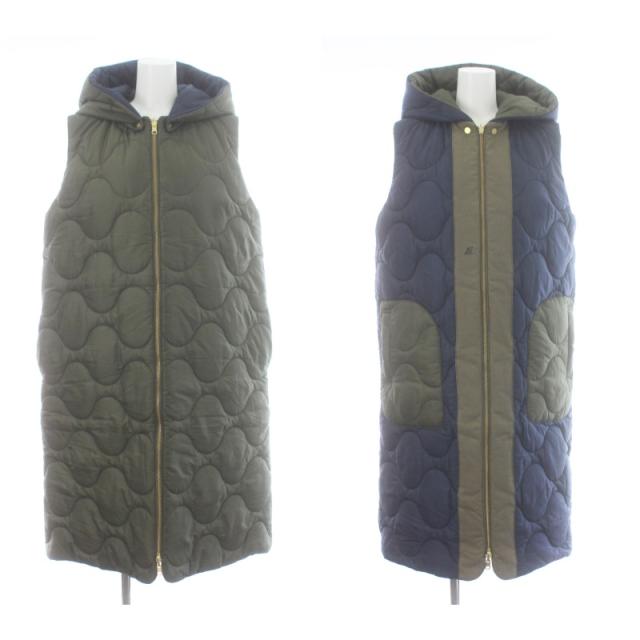 【中古】MADISONBLUE 20AW QUILTING SLEEVELESS HOODIE CT キルティングロングコート ベスト リバーシブルの通販は
