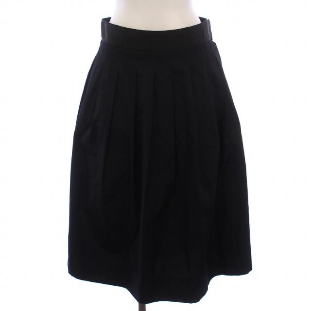 【中古】マーガレットハウエル MARGARET HOWELL 24SS フレアスカート プリーツ ひざ丈 シルク混 2 M 黒 ブラックの通販は 6,059円