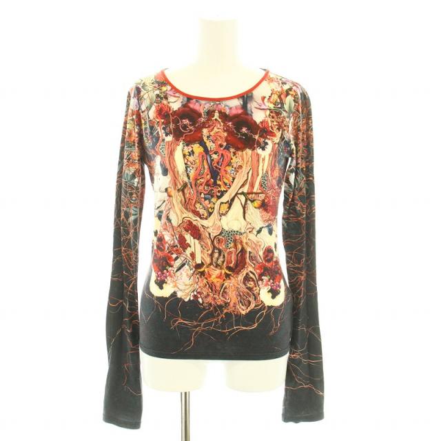 【中古】レオナール パリス Tシャツ ロンT カットソー ラウンドネック 長袖 花柄 40 赤 黒 0485496 レディースの通販は 4,770円