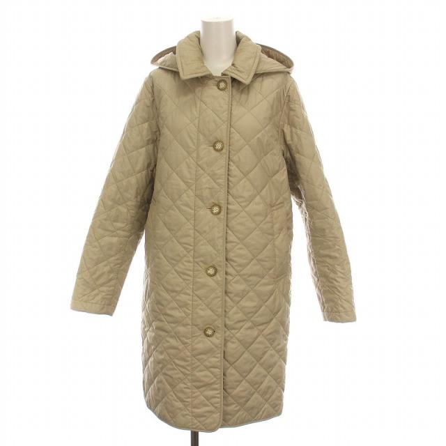 【中古】マッキントッシュ ロンドン MACKINTOSH LONDON キルティングコート ロング 中綿 裏地チェック 38 ベージュの通販は 14,664円