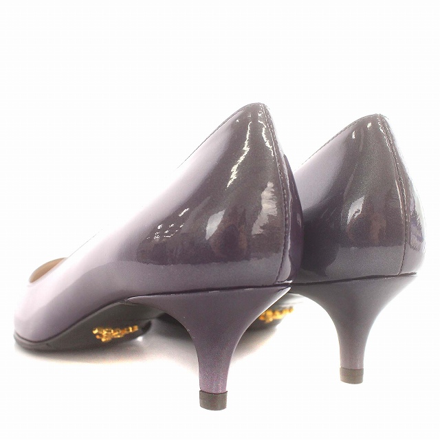 【中古】プラダ PRADA パンプス エナメル ポインテッドトゥ 34.5 21.5cm パープル /☆G レディース