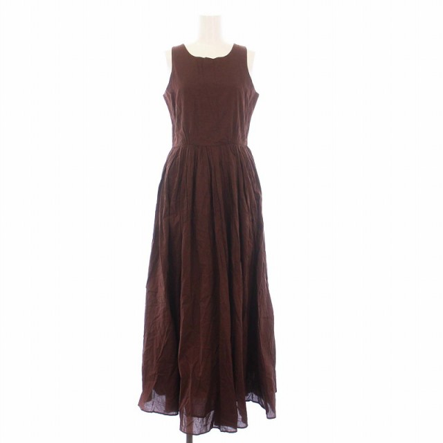 【中古】マリハ MARIHA 夏のレディドレス ノースリーブワンピース ロング マキシ 38 M 茶 ブラウンの通販は