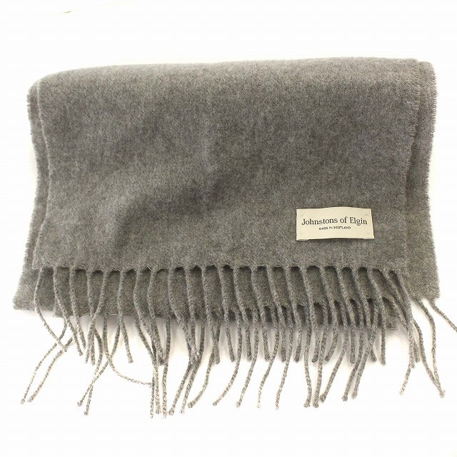 【中古】ジョンストンズオブエルガン Johnstons of Elgin カシミヤ マフラー ストール グレー /☆G レディースの通販は 7,300円