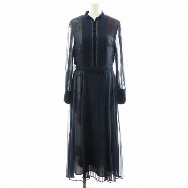 【中古】アメリヴィンテージ Ameri VINTAGE 20AW ELLA VEIL DRESS ワンピース ロング丈 長袖 シアー M 紺の通販は 9,856円