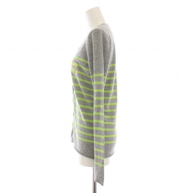 中古】ルシアンペラフィネ ニットカーディガン 長袖 Vネック ボーダー