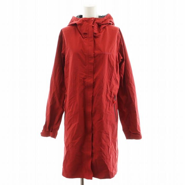 【中古】モンベル Montbell ランブラーレインコート ロング丈 フード ナイロン L 赤 レッド 1128582 /AN31 レディースの通販は 5,986円