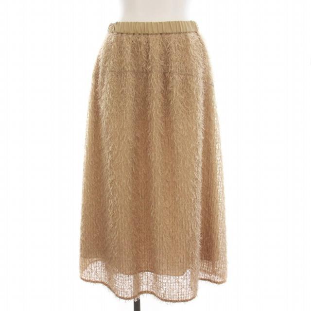 【中古】ブルーレーベルクレストブリッジ 20AW フェザーチュールスカート ロング ミモレ丈 38 ベージュ 55S07-438-42の通販は 6,351円