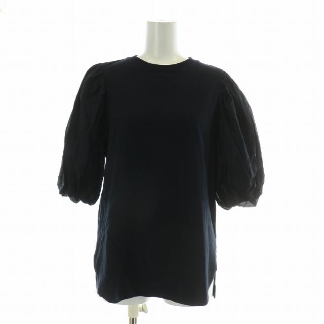 【中古】ドゥロワー Drawer パフスリーブカットソー 五分袖 クルーネック ストレッチ 無地 F 黒 6517-206-0640の通販は 8,134円