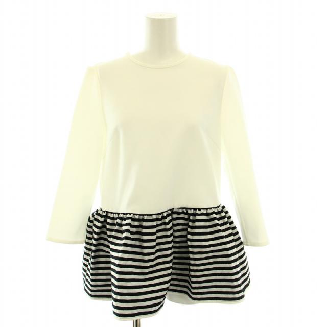 【中古】ボーダーズアットバルコニー PEPLUM TEE カットソー 長袖 ボーダー柄 36 白 黒 BD2021H-3N-01 レディースの通販は