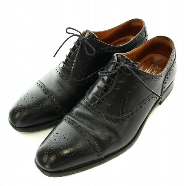 【中古】スコッチグレイン SCOTCH GRAIN セミブローグ ビジネスシューズ ローヒール ウィングチップ 黒 T0010