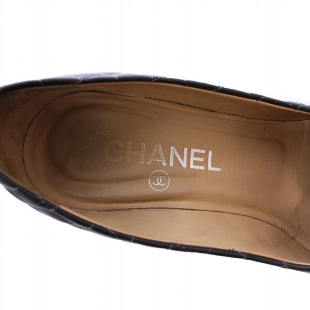 【中古】シャネル CHANEL マトラッセ パンプス ハイヒール カメリア ココマーク レザー 35.5C グレー G28438