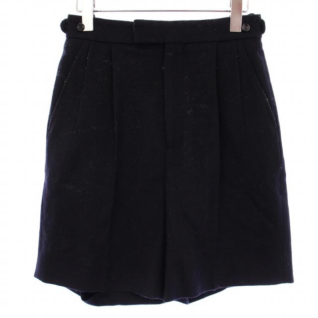 【中古】グッチ GUCCI ウールショートパンツ ハーフパンツ 36 ダークネイビー 633240 /DK レディース