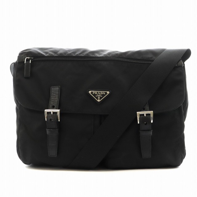 【中古】プラダ PRADA トライアングルロゴ ショルダーバッグ ナイロン 黒 ブラック BT1738 /AN5 ●D ■OH レディース