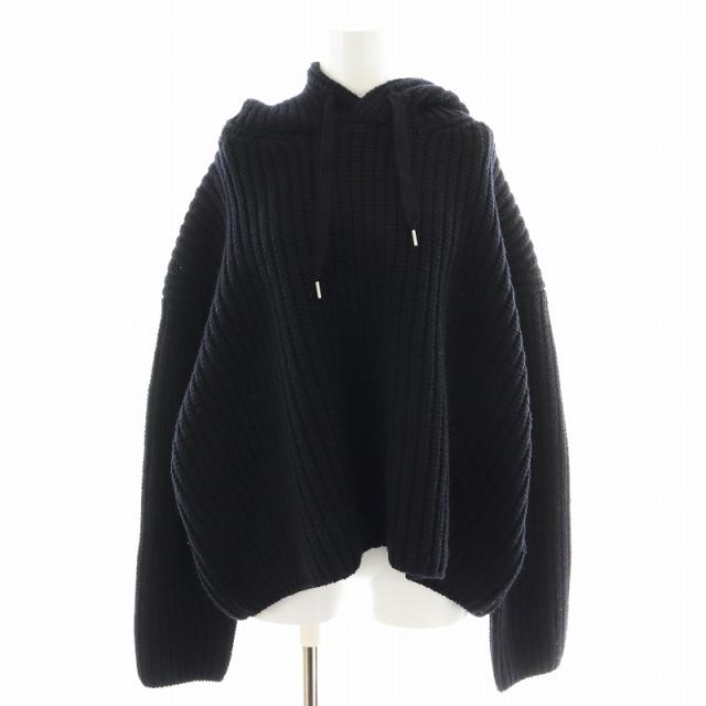 【中古】未使用品 ジュンヤワタナベ JUNYA WATANABE AD2024 ニット セーター 長袖 フード ウール S 黒 JNｰN011