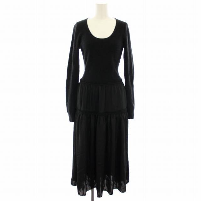 【中古】セオリー プロジェクト 23AW ウールシーンブレンド ドッキングワンピース ロング 長袖 S 黒 レディース