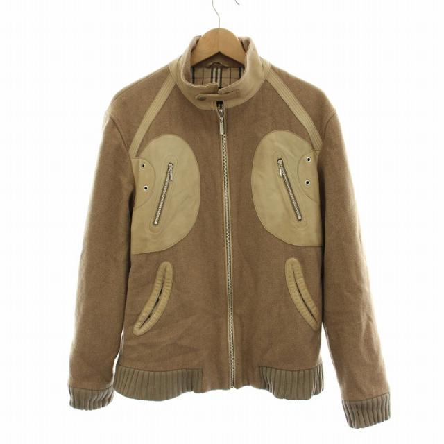 【中古】バーバリーブラックレーベル BURBERRY BLACK LABEL ウールジャケット L ベージュ BMP86-719-44