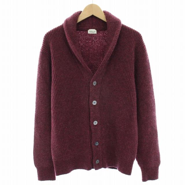 【中古】ガリア GALLIA ニットカーディガン ショールカラー 長袖 50 赤 レッド /YT メンズ