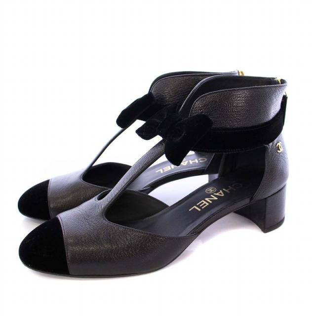 中古】シャネル CHANEL ココマーク リボン パンプス レザー