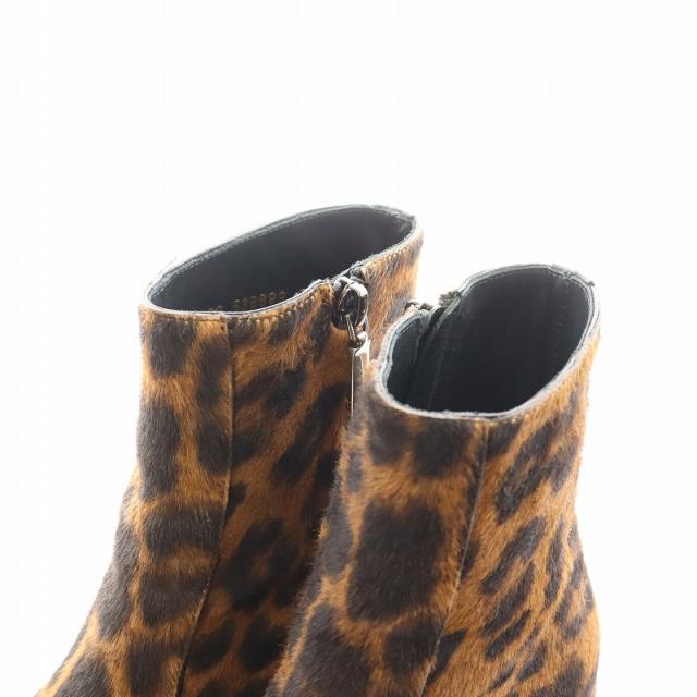 【中古】サンローラン パリ ショートブーツ ポインテッドトゥ チャンキーヒール レオパード 36.5 茶 黒 中古】サンローラン パリ ショートブーツ ポインテッドトゥ チャンキー