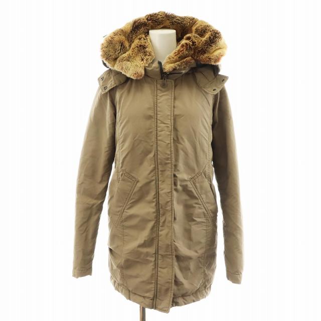 【中古】デュベティカ DUVETICA ROITARE ダウンコート ロング丈 フード ラビットファー アウター 40 ベージュ