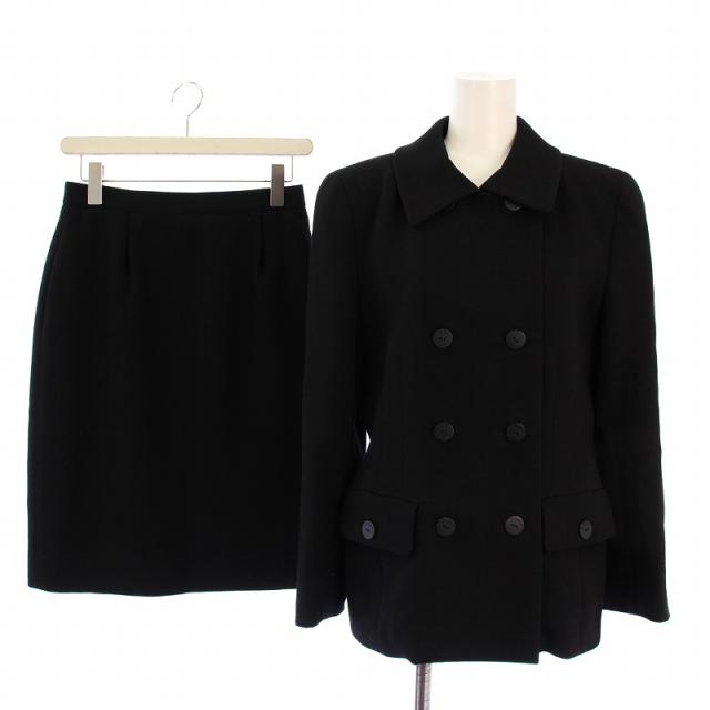 【中古】フォクシー ブティック セットアップ 上下 ステンカラージャケット タイトスカート ひざ丈 42 黒 レディース