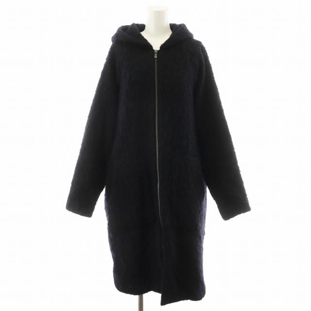 【中古】ロンハーマン Ron Herman コート ロング丈 起毛 フード ウール モヘヤ混 アウター S 黒 521020022-1071