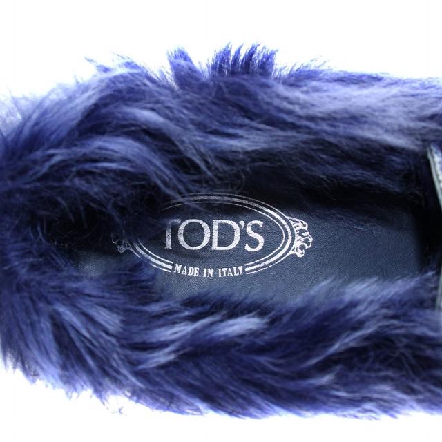 TOD'S モカシン ドライビングシューズ フラット ダブルT ファー デニム トッズ TOD´S モカシン ドライビングシューズ フラット ダブルT ファー