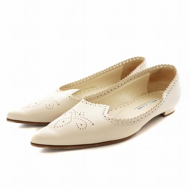 マノロブラニク MANOLO BLAHNIK フラットシューズ レース 38 マノロ