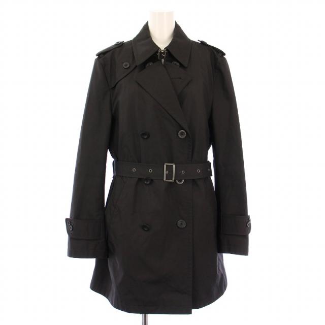 【中古】バーバリーブラックレーベル BURBERRY BLACK LABEL トレンチコート アウター ロング丈 裏地ノバチェック 黒