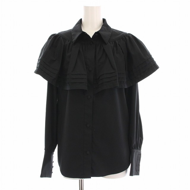 中古】アキキ akiki シャツ ブラウス フリル 長袖 F 黒 MT014A20 中古】アキキ akiki シャツ ブラウス フリル 長袖 F 黒 MT014A20