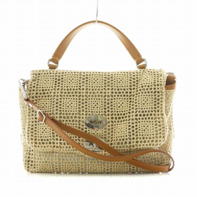 【中古】ザネラート ポスティーナＳ パラミターラ マクラメ ショルダーバッグ ハンドバッグ 2WAY 牛革 ベージュ