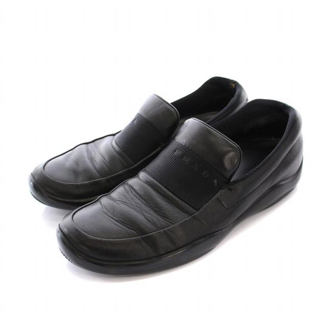 PRADA スポーツ レザースリッポンスニーカー 黒ローファー プラダ レザースリッポンスニーカー PRADA スポーツ レザースリッポン