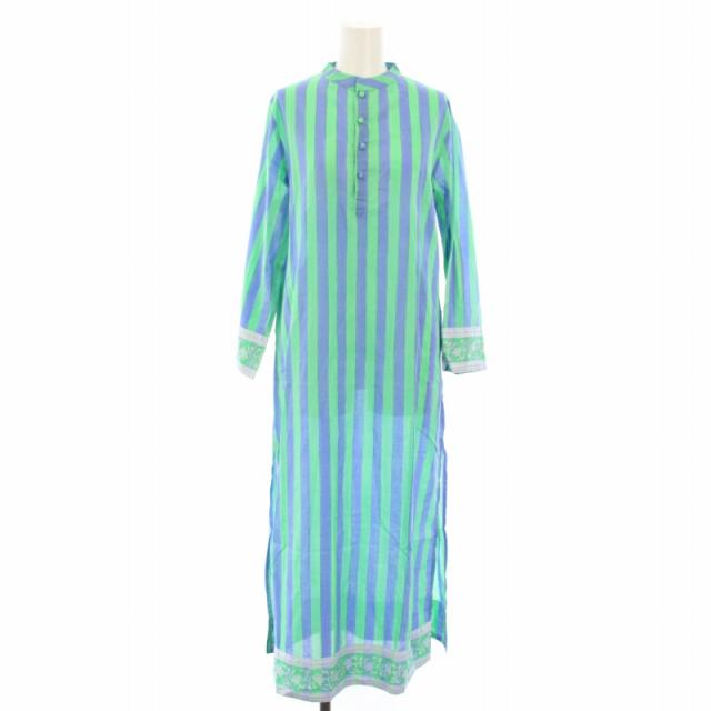 SZ BLOCKPRINTS ストライププリントドレス ワンピース 美品☆ロン