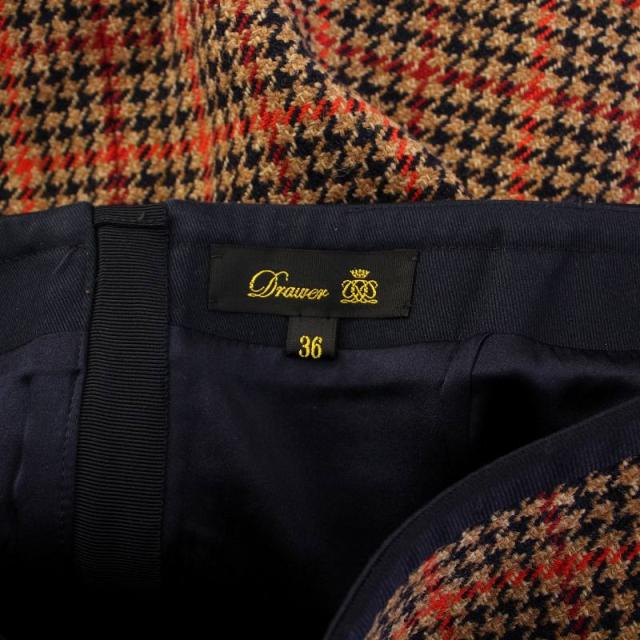 中古】ドゥロワー セミタイトチェックスカート ひざ丈 スリット ウール