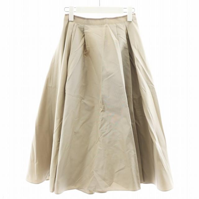 【中古】フォクシー FOXEY 21年製 パラソル フレア Parasol Flare スカート ロング丈 グログラン 40 ベージュ 41837