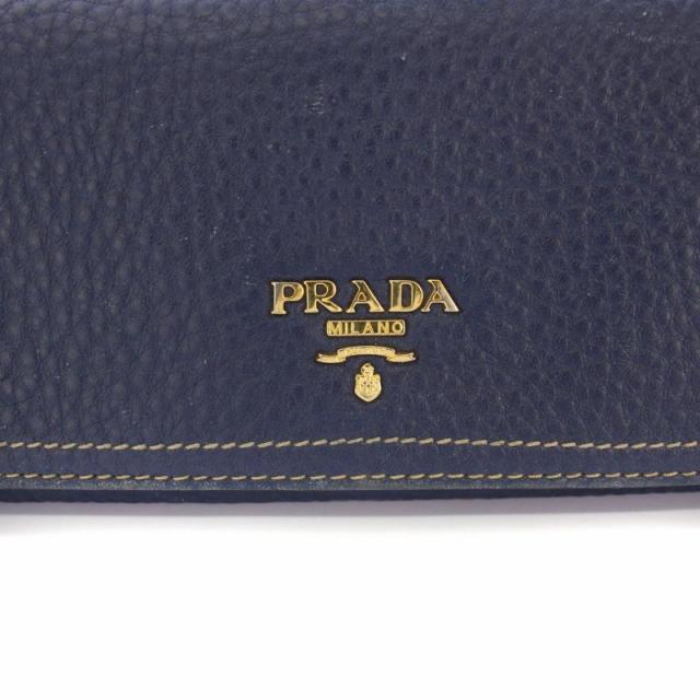 PRADA ネイビー レザー 長財布(札入れ) PRADA プラダ メンズ 長財布 ネイビーブルー＋グレー