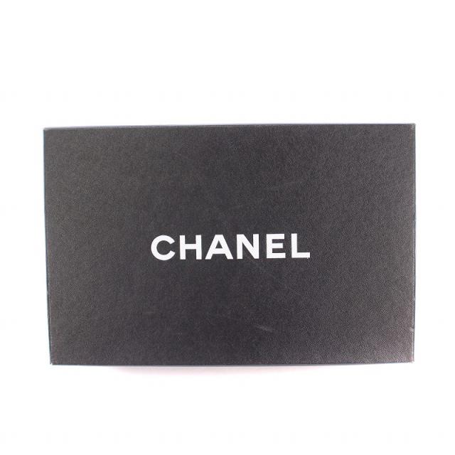 【中古】シャネル CHANEL Tストラップサンダル トング ローヒール エナメル 切替 ビーズ 黒 シャンパンゴールド色 その他サンダル
