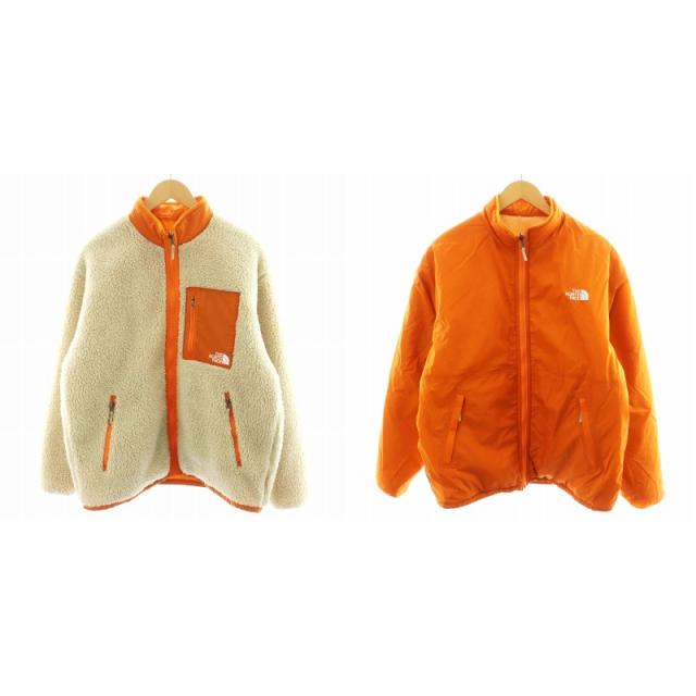 【中古】ザノースフェイス リバーシブル エクストリーム パイルジャケット M ベージュ オレンジ NP72333