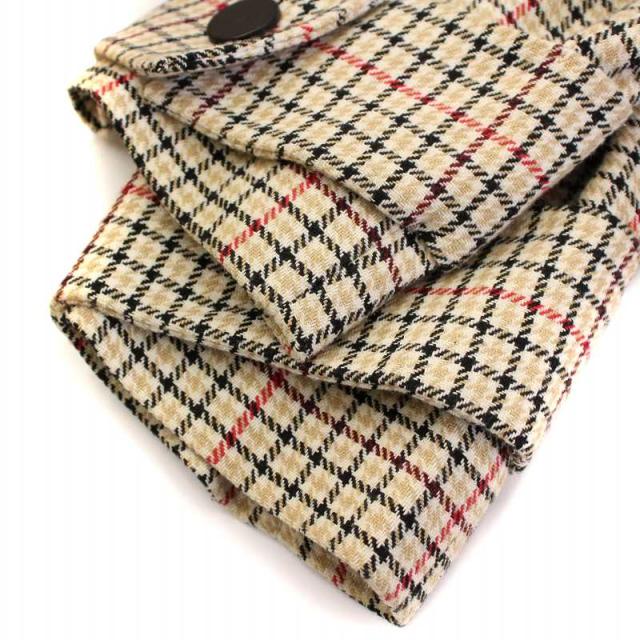 【中古】マージュ Maje チェスターコート アウター ロング丈 ダブル ウール混 チェック柄 ベルト 40 ベージュ 中古】マージュ Maje チェスターコート アウター ロング丈 ダブル