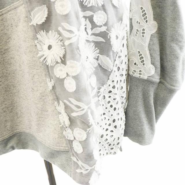 【中古】フォルフォルモ FORFORMO Lace Sweat Tops スウェット トレーナー レース グレー 白 ホワイト 中古】フォルフォルモ FORFORMO Lace Sweat Tops スウェット