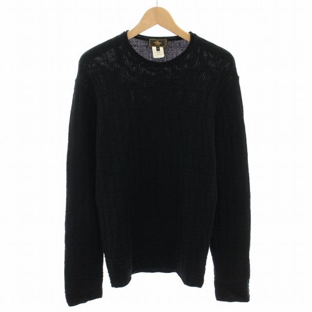 【中古】フェンディ FENDI ニット セーター クルーネック 長袖 ズッカ柄 46 黒 ブラック /YT メンズ